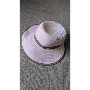 Land's End women's beach sun hat pink white